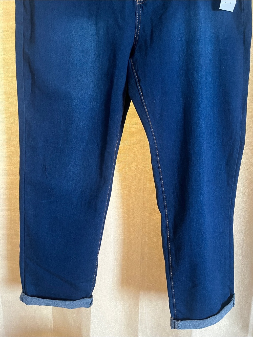 Women’s Cuffed Dark Blue Straight Jeans - Picture 2 of 5